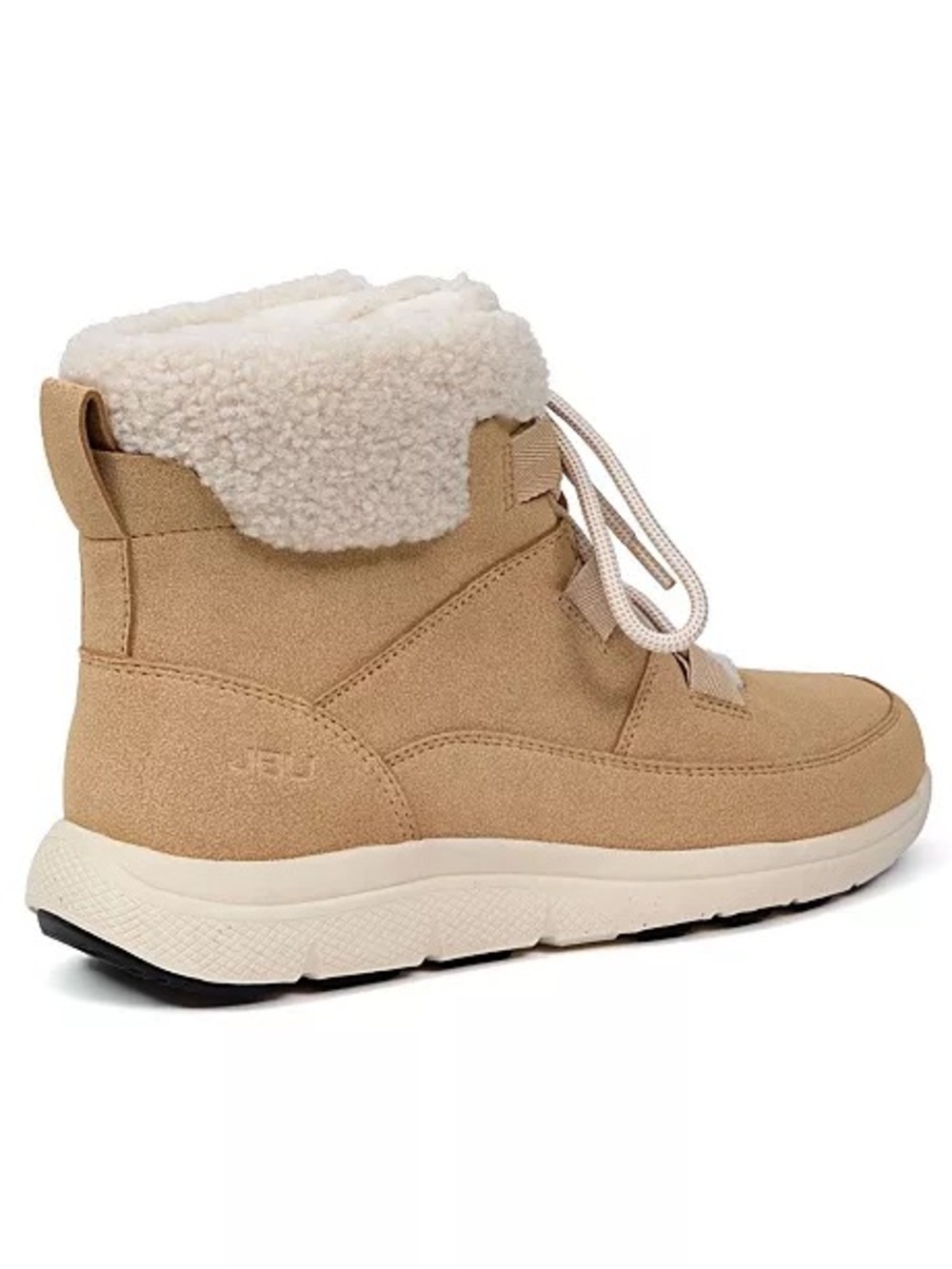 JBU Beige Suede-Look Sherpa Lace-Up Winter Boot - Picture 5 of 10